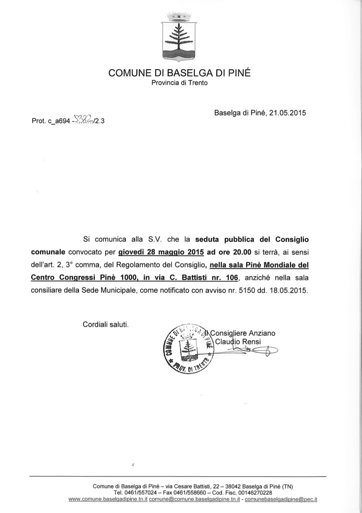 2015-05-22 Variazione sala consiglio 28-05