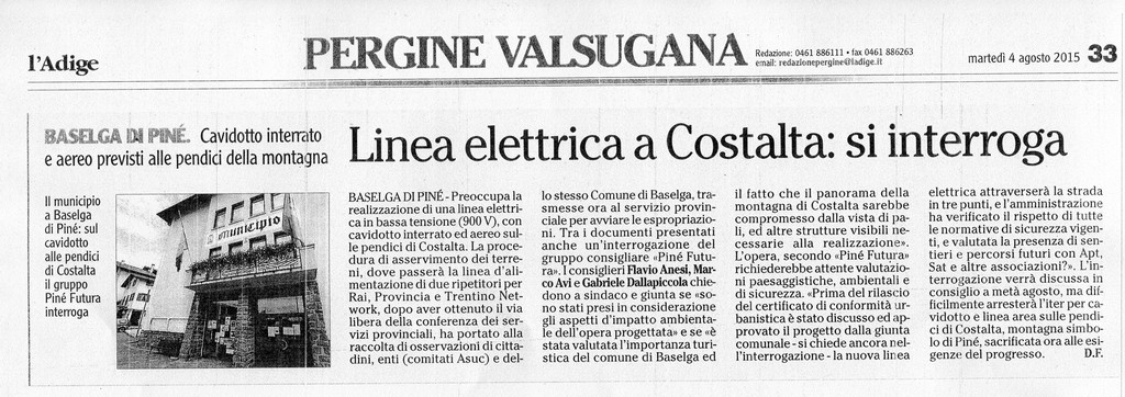 2015-08-04 L ADIGE - Interrogazione Linea Costalta