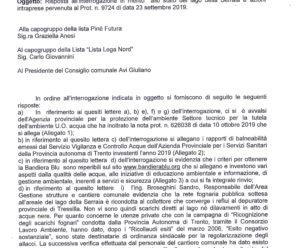 Risposta all’interrogazione sullo stato delle acque del lago della Serraia e le azioni intraprese